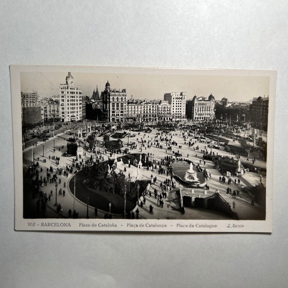 Other - 1950 VTG RPPC Barcelona Plaza de Cataluna Spain Urban Scene Real Photo Antique